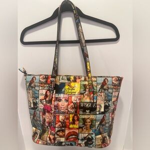 Multicolor Magazine Tote with an Eclectic Collage of Iconic Magazine Covers
